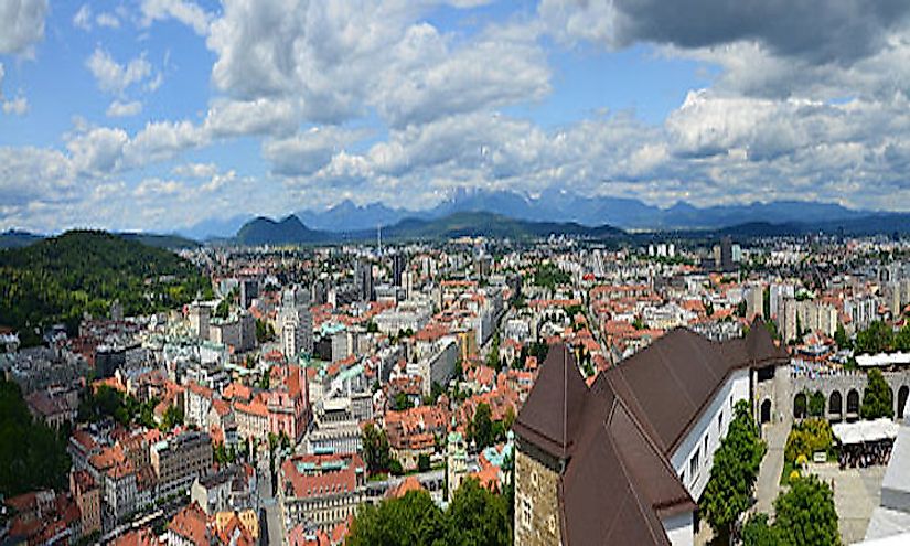 The cityscape of ​Ljubljana, Slovenia's biggest and capital city.