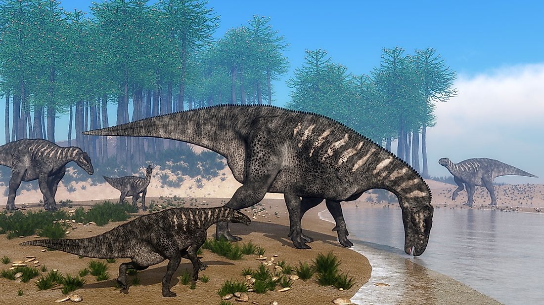 A 3D rendering of a Iguanodon dinosaur. 