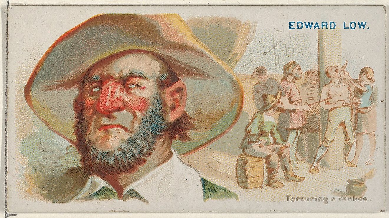Edward Low, Torturing a Yankee, from the Pirates of the Spanish Main series (N19) for Allen & Ginter. 