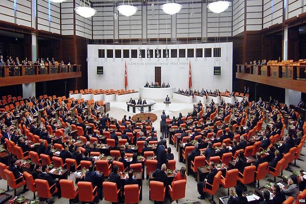 The main chamber of the Grand National Assembly of Turkey.