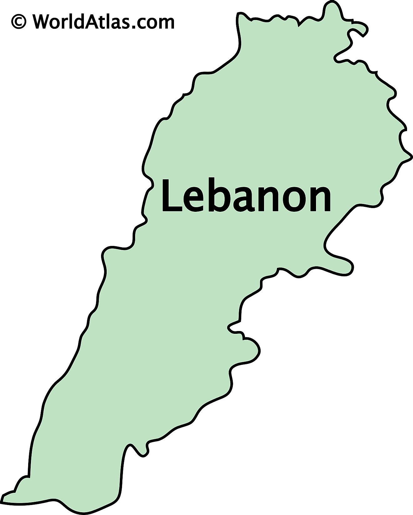 Outline Map of Lebanon