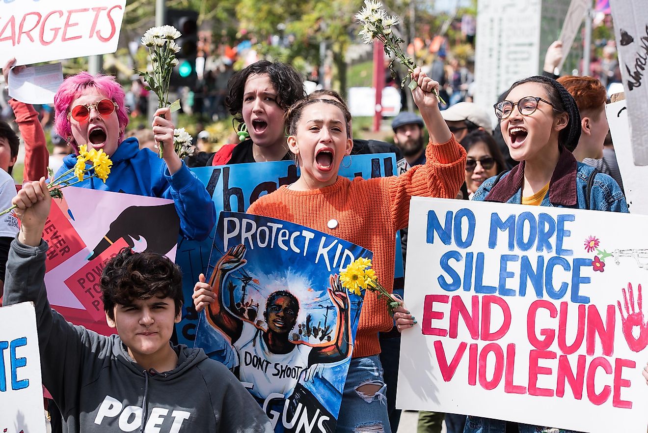 MARCH 24, 2018: March For Our Lives is a movement dedicated to student-led activism around ending gun violence and the epidemic of mass shootings in schools today. Los Angeles, CA. Image credit: Hayk_Shalunts / Shutterstock.com