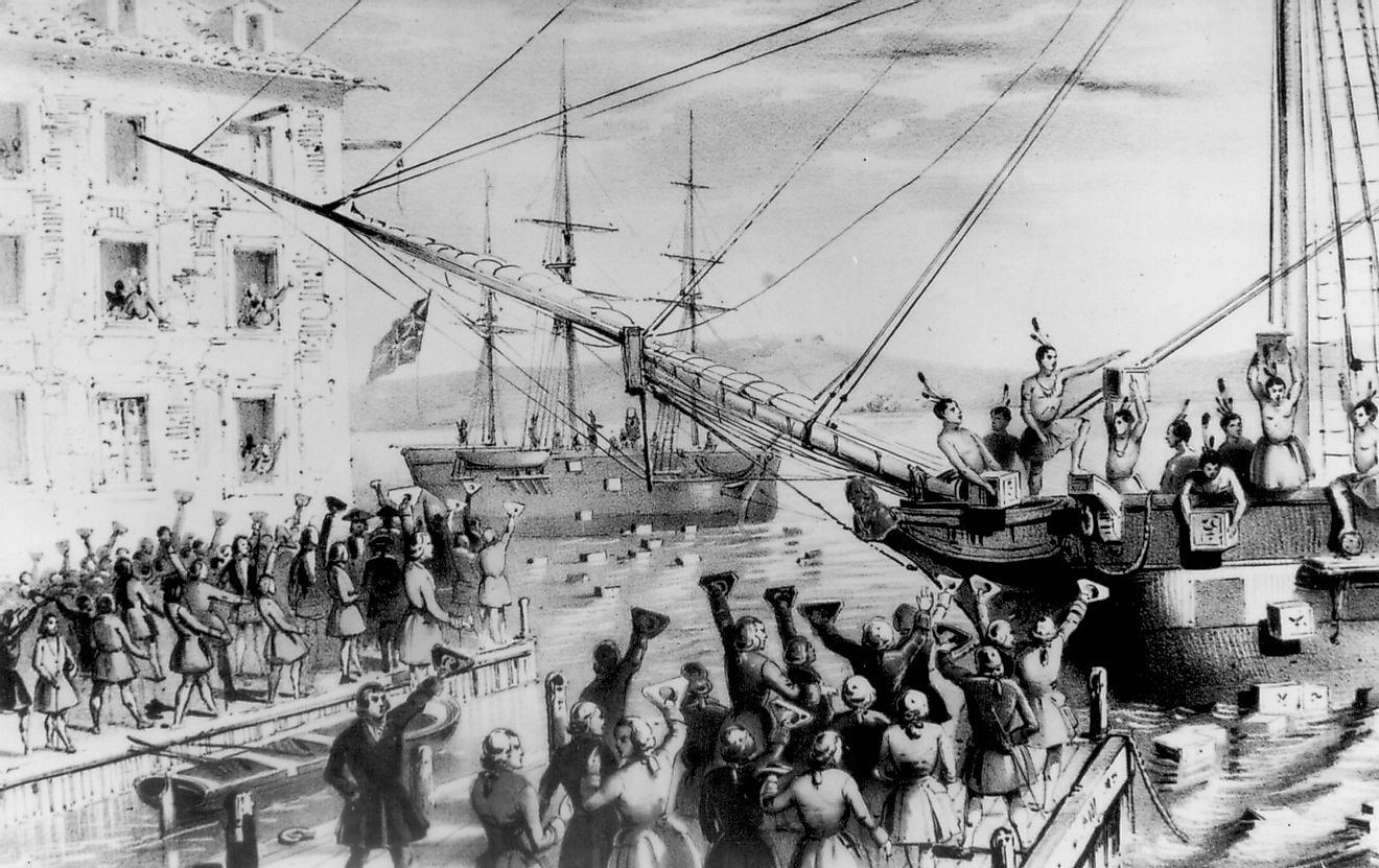1846 lithograph of the Boston Tea Party