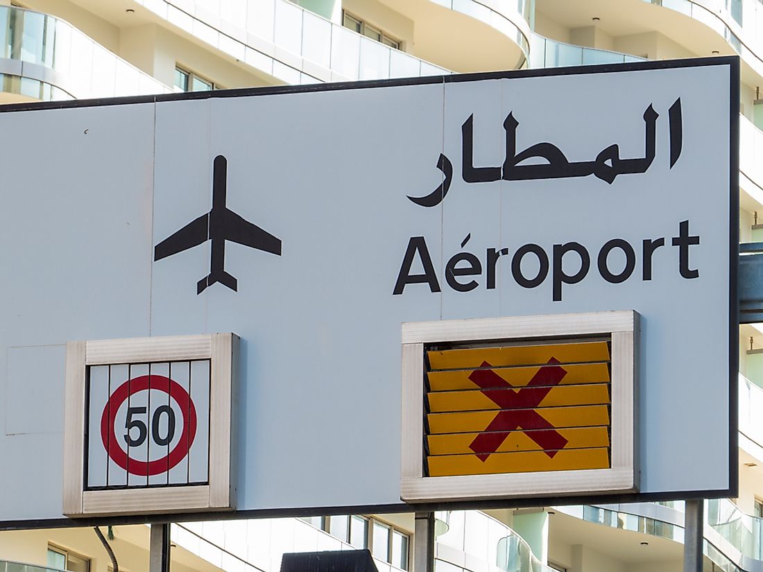 A sign in Lebanon showing both Arabic and French. 