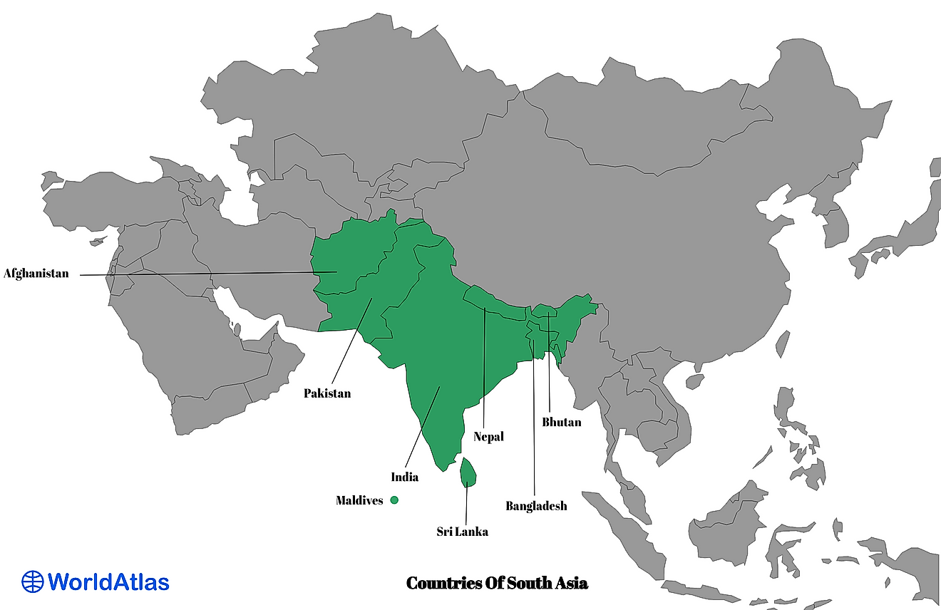 Map of the Countries Of South Asia 