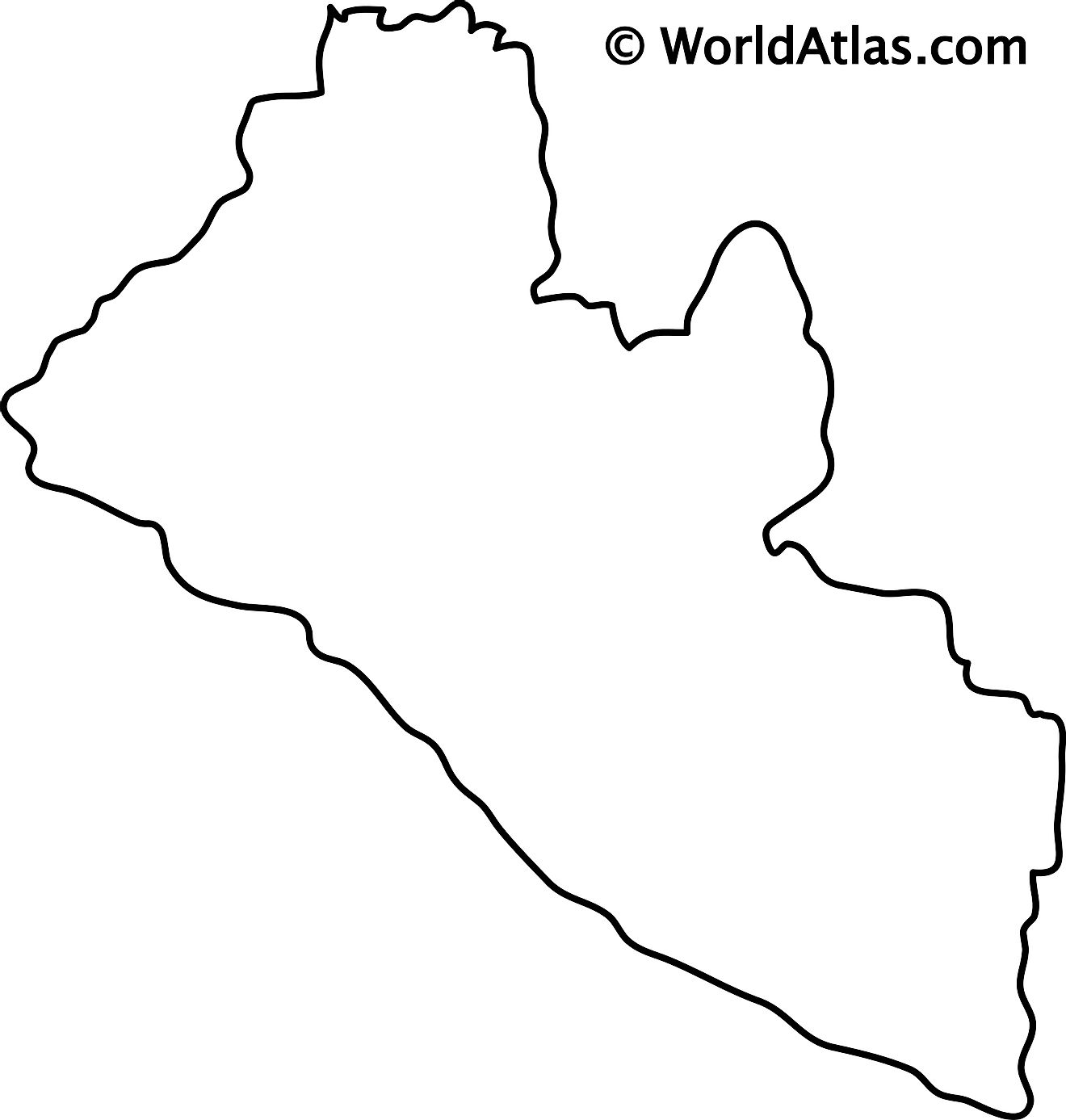 Blank Outline Map of Liberia