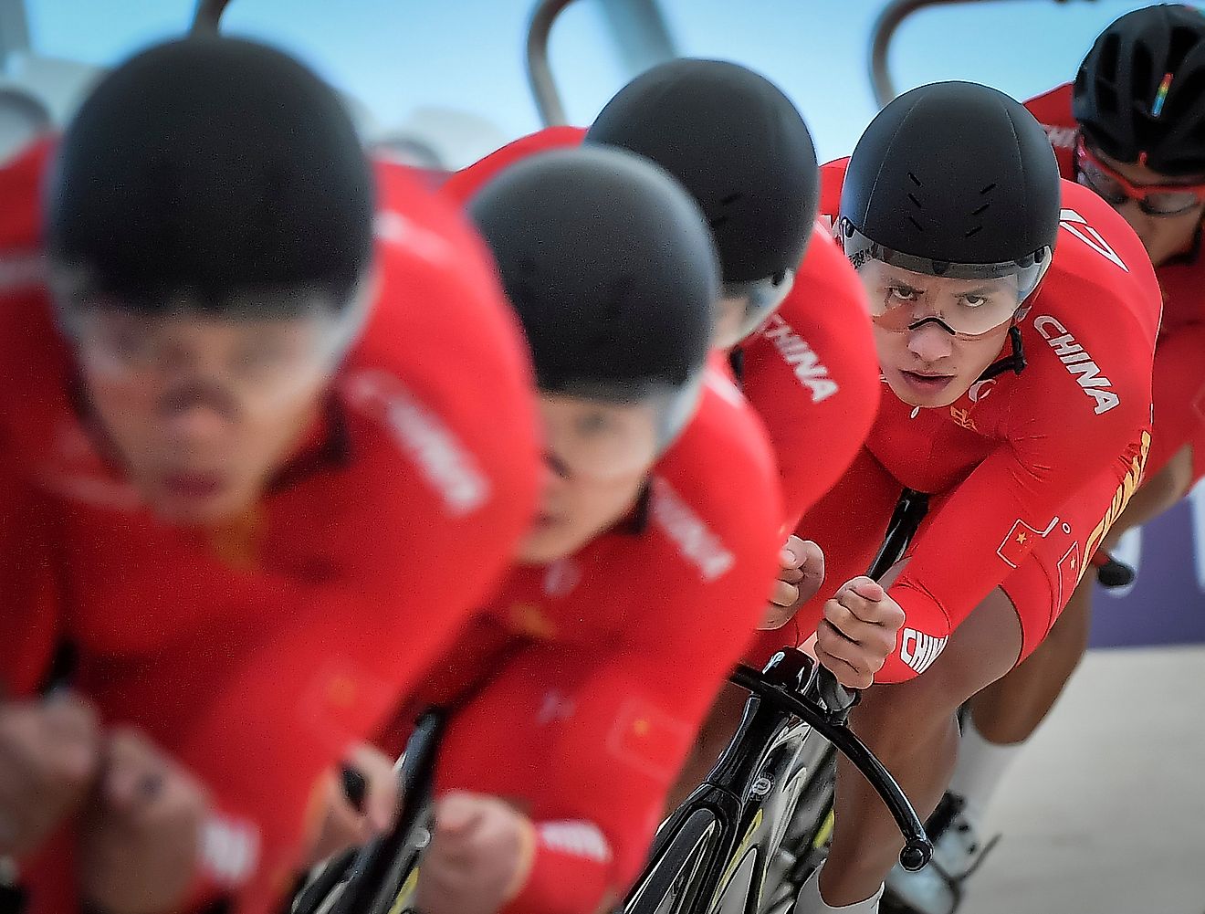 China cycling during an event at a cycling track competition.