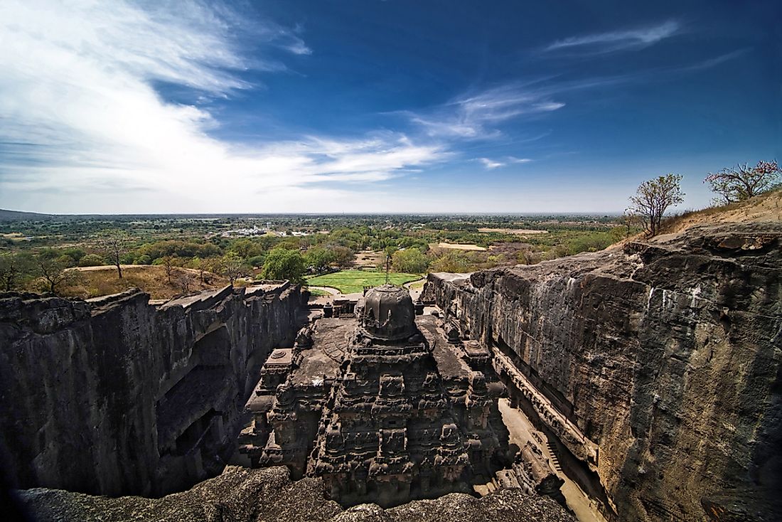View of the Kailasa Temple in Ellora.