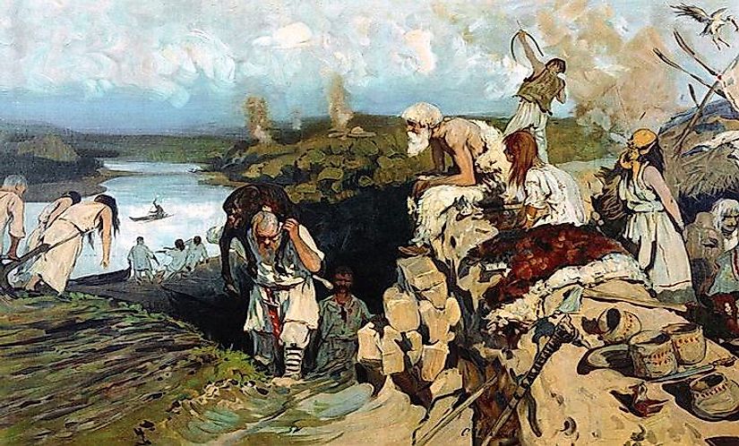 Ancient life of the East Slavs, painting by Sergey Ivanov