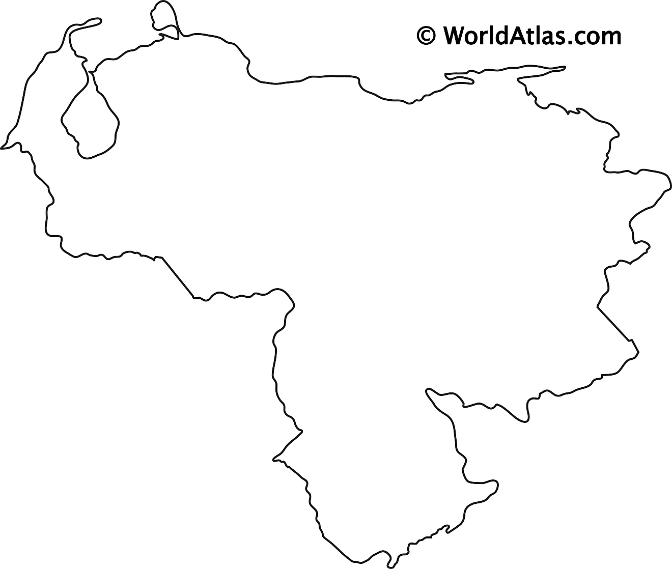 Blank Outline Map of Venezuela