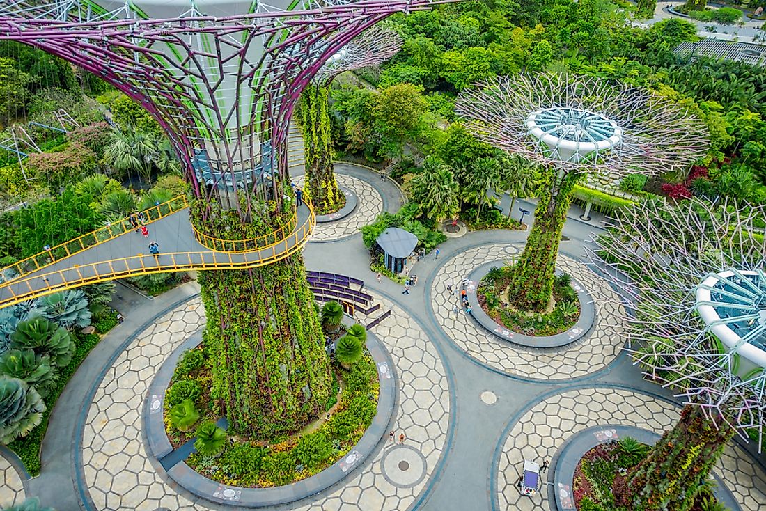 An above view of the famous Gardens By the Bay in Singapore. Photo credit: Editorial credit: Fotos593 / Shutterstock.com.