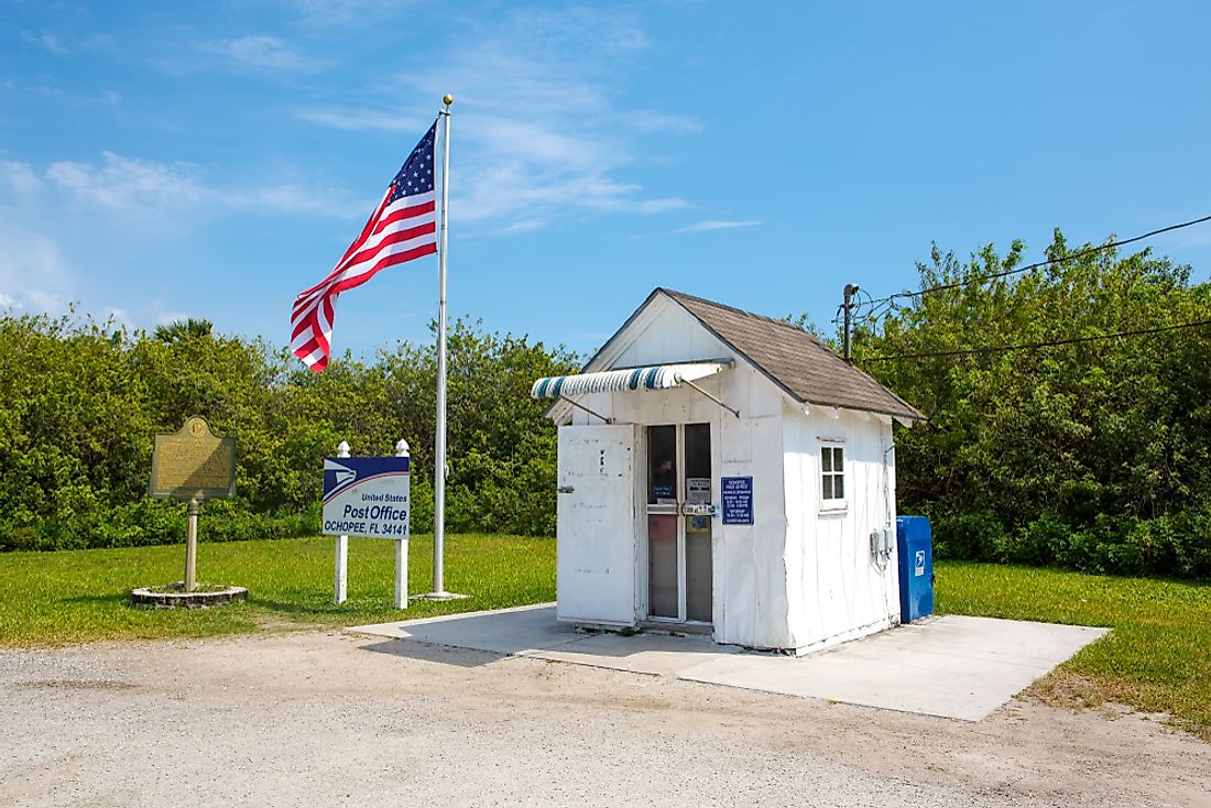 Although small, the Ochopee Post Office is a fully functional. Editorial credit: Romrodphoto / Shutterstock.com