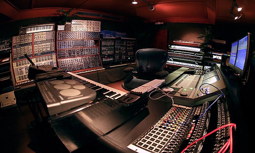 A professional production environment of techno music.