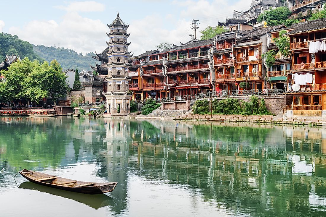 Since the rise of Communism there in the 1940s, many traditional Chinese temples, such as this pagoda in Fenghuang, have become more historical than practical.