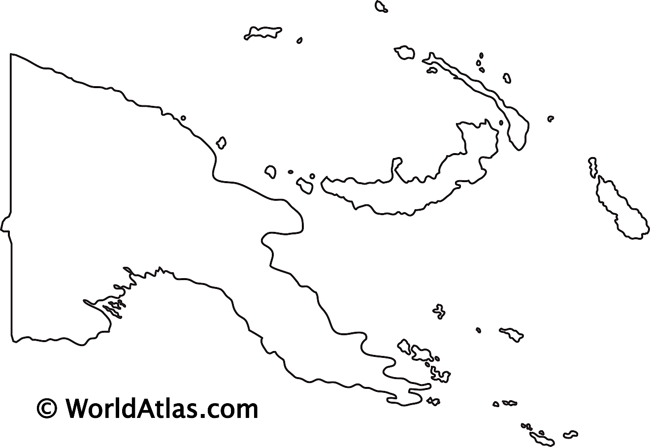 Blank Outline Map of Papua New Guinea