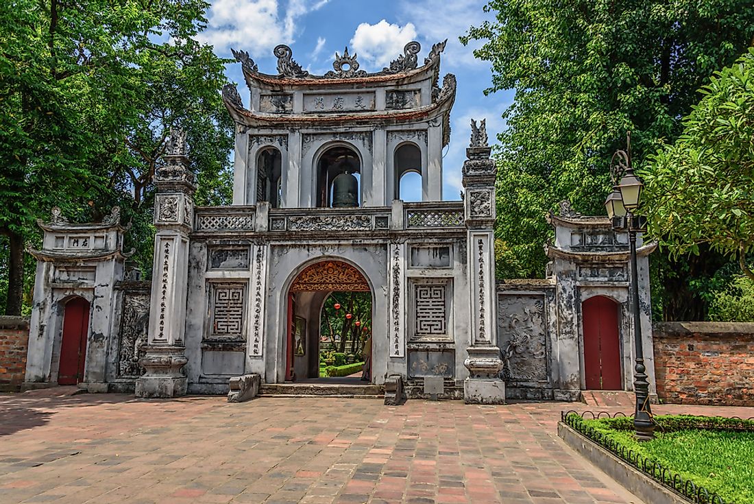 Entrance gate to the The Temple of Literature in Hanoi, northern Vietnam.
