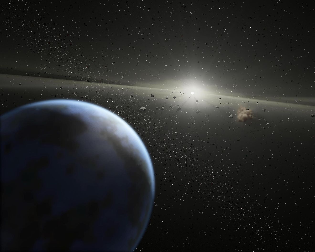 An Artist's Representation Of An Asteroid Belt In Orbit Around A Star.