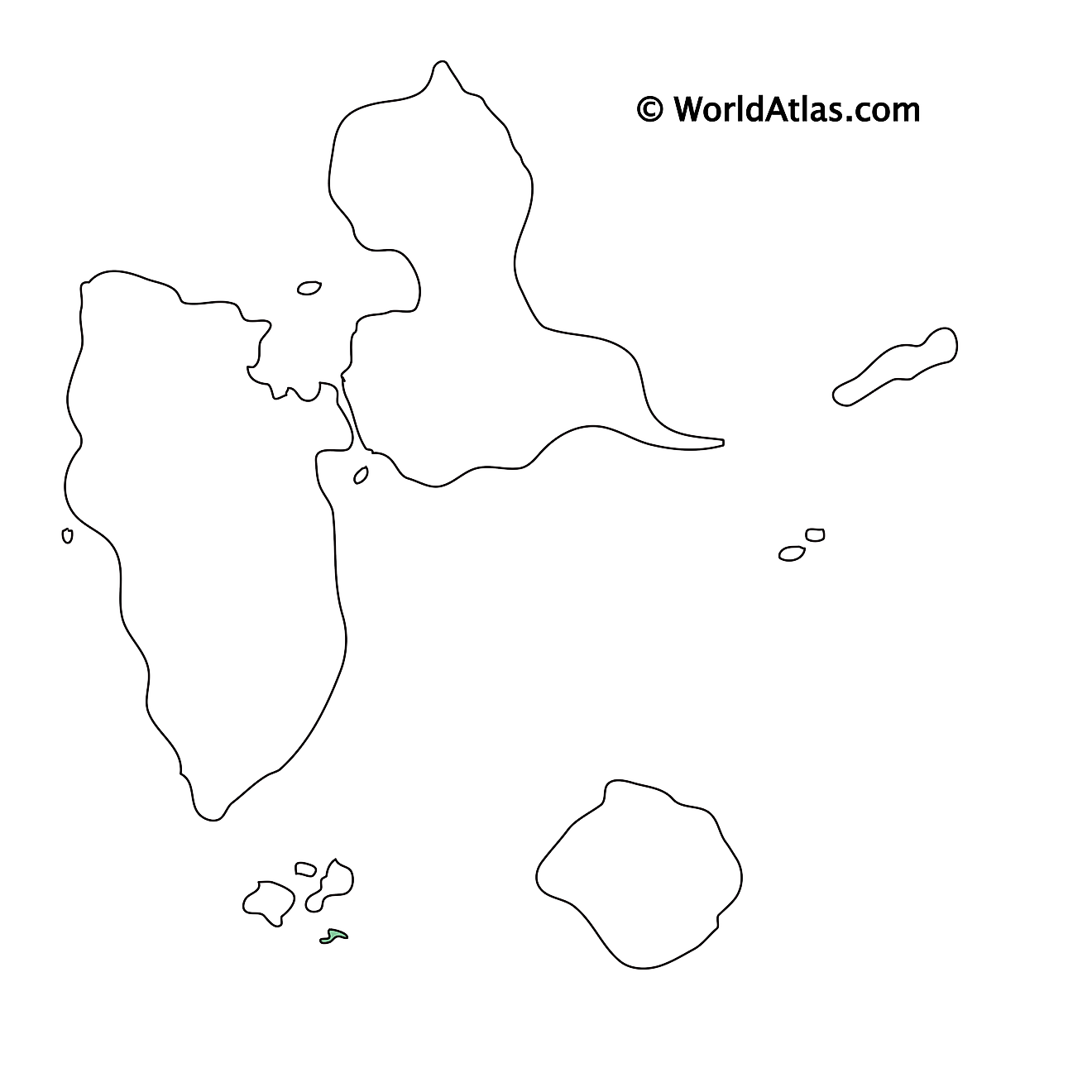 Blank Outline Map of Guadeloupe