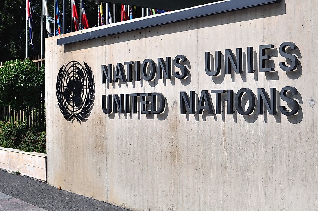 The United Nations sign in Geneva. Editorial credit: Arsenie Krasnevsky / Shutterstock.com.