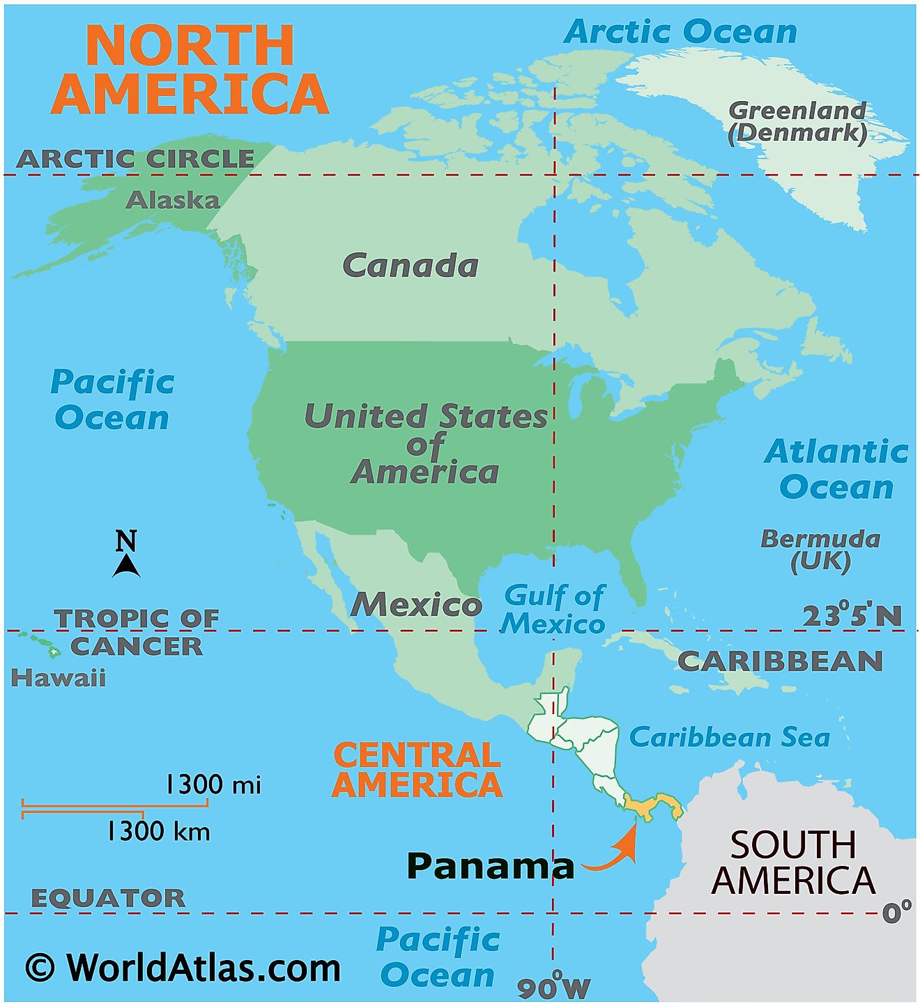 Map showing location of Panama in the world.