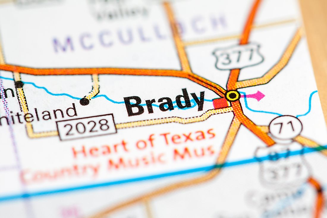 Brady, Texas is situated approximately 15 miles away from the geographic center of Texas.