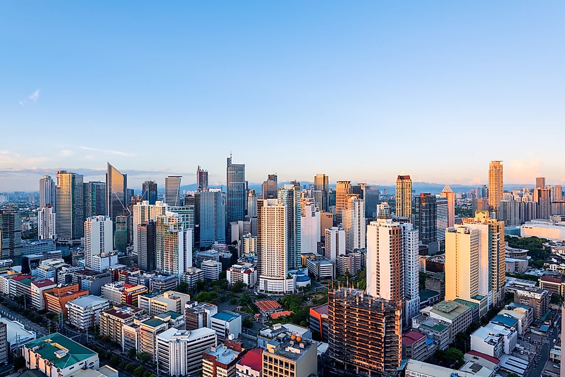 An aerial view of the business district of Manila, the capital of the Philippines. 