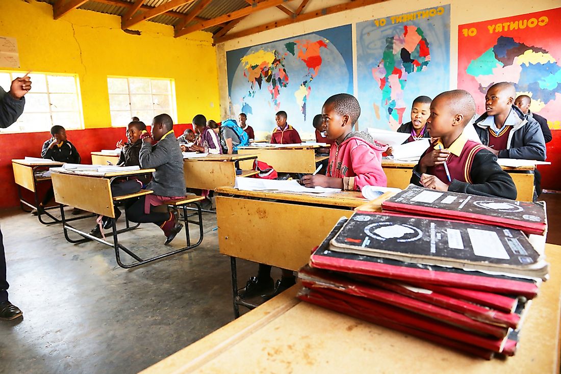 Children in a school in Lesotho. Editorial credit: Reinhold Leitner / Shutterstock.com. 