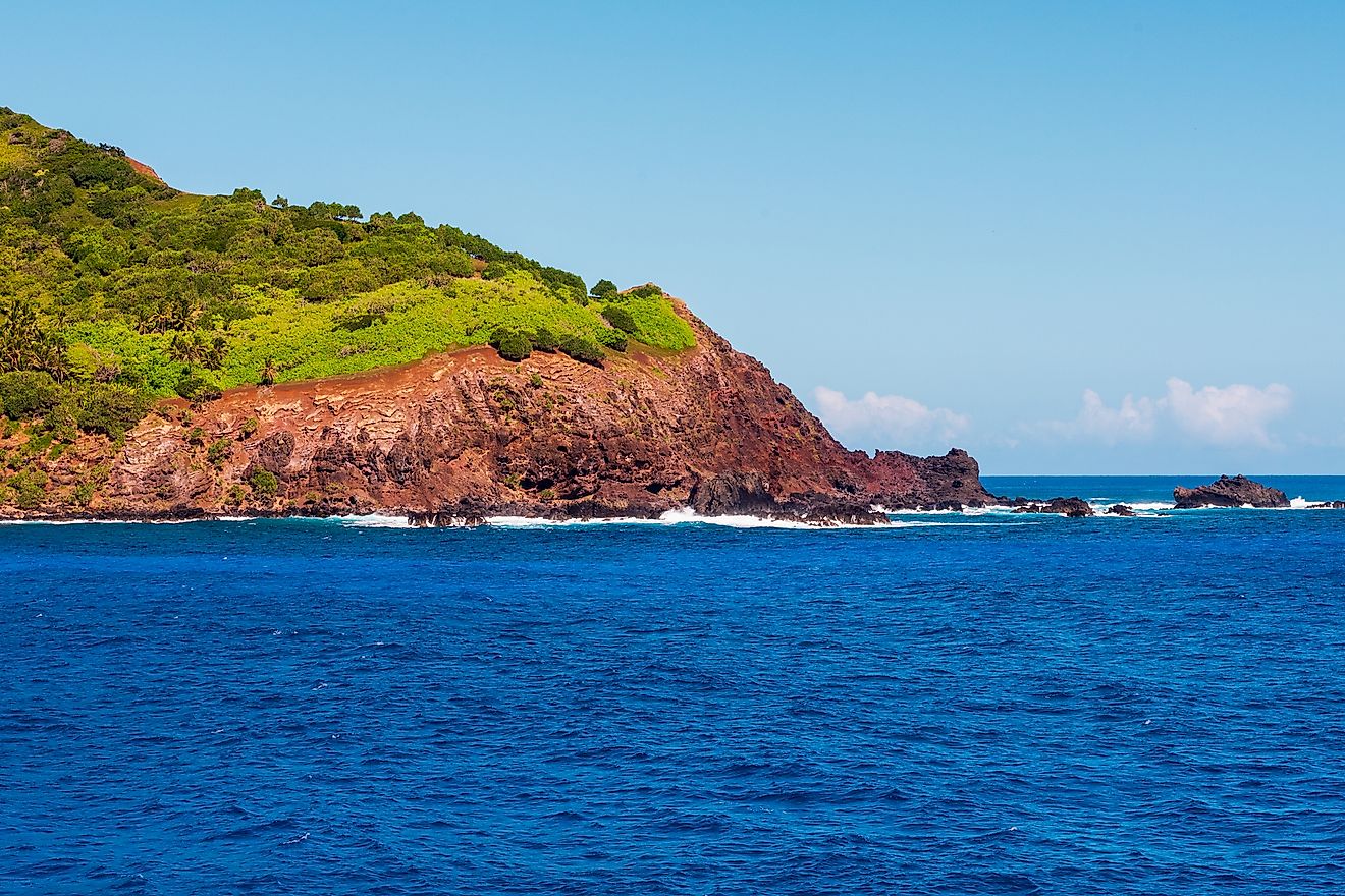 Photo of Pitcairn Island in Bounty Bay--so called becuase it was inhabited by 9 mutineers from Mutiny on the Bounty. Image credit: Joe Benning/Shutterstock.com