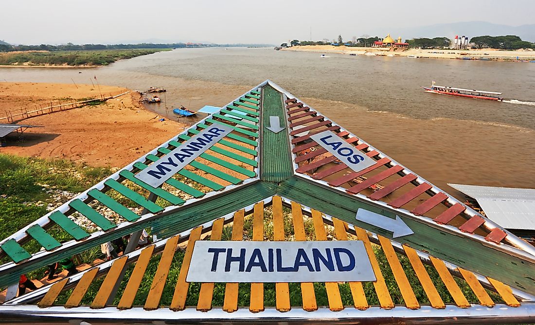 The Golden Triangle showing the borders of Thailand, Myanmar, and Laos. 