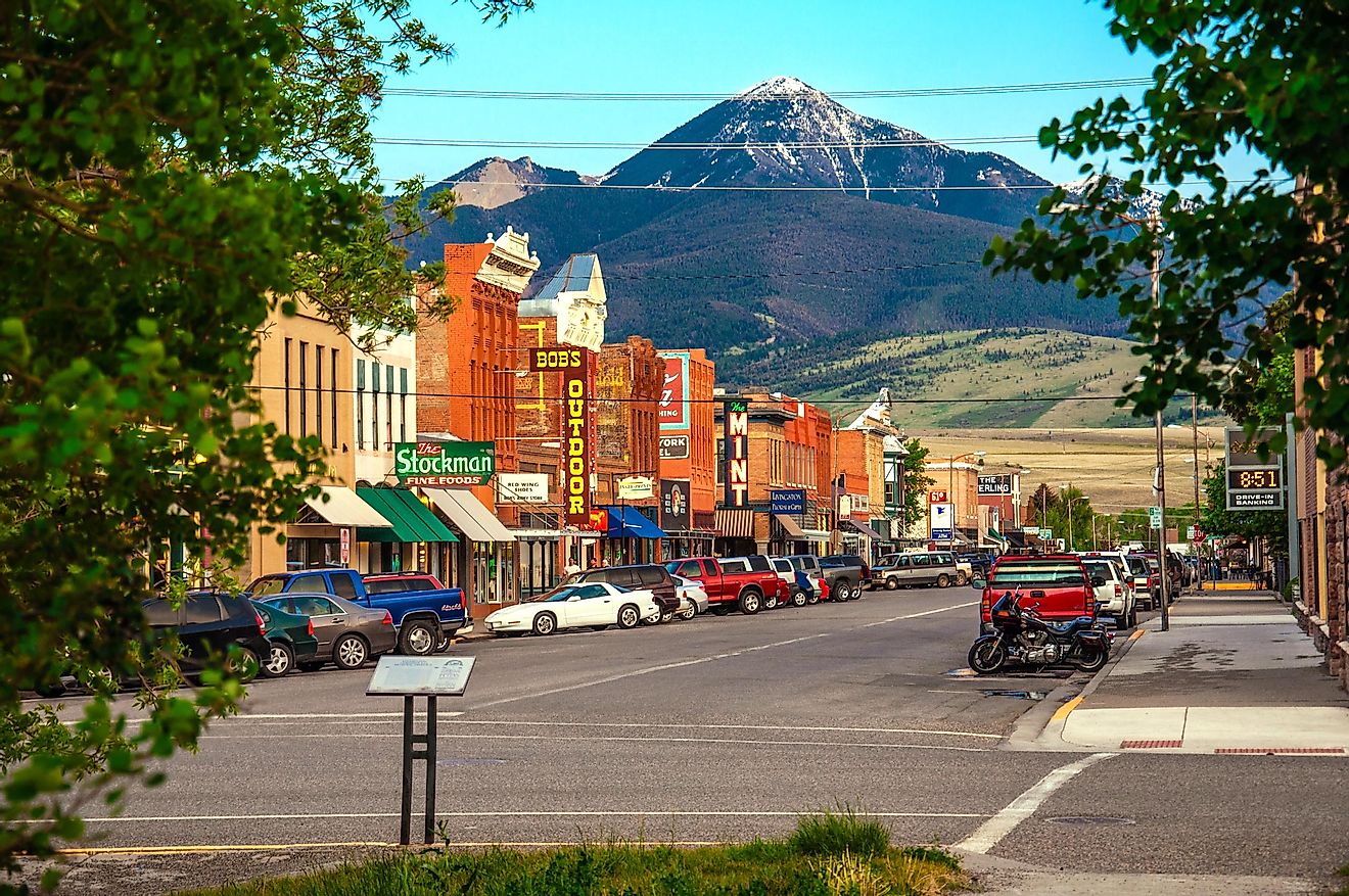Historic centre of Livingston, Montana.