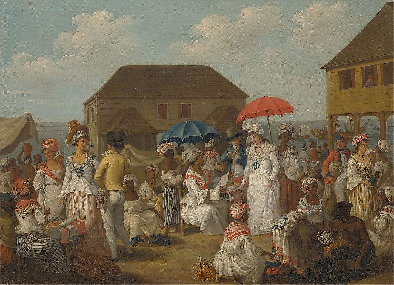 African slaves in a linen market in Dominica. Image credit: Yale Center for British Art/Public domain