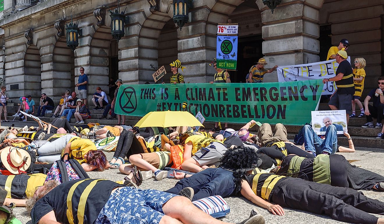 Extinction rebellion staged a Insectageddon Die-in to highlight the plight of the Honey Bee and the effects of global warming.