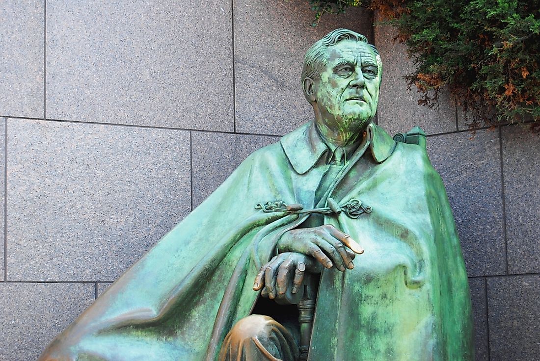 A sculpture of Franklin Roosevelt, former president of the United States. 