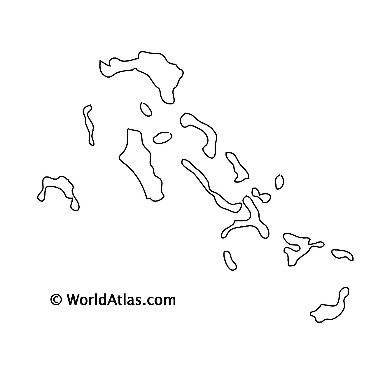 Blank outline map of The Bahamas