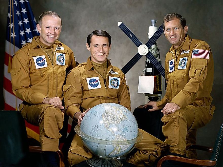 Gerald P. Carr, Edward G. Gibson, and William R. Pogue, the three man crew of Skylab involved in the mutiny.