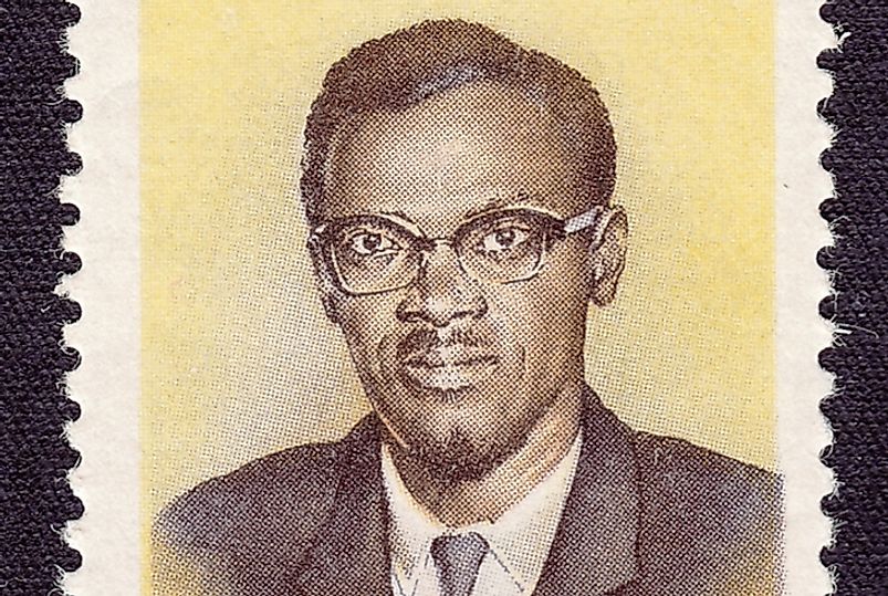 Partial view of stamp depicting Patrice Lumumba, Congo's first Prime Minister.  Editorial credit: bissig / Shutterstock.com