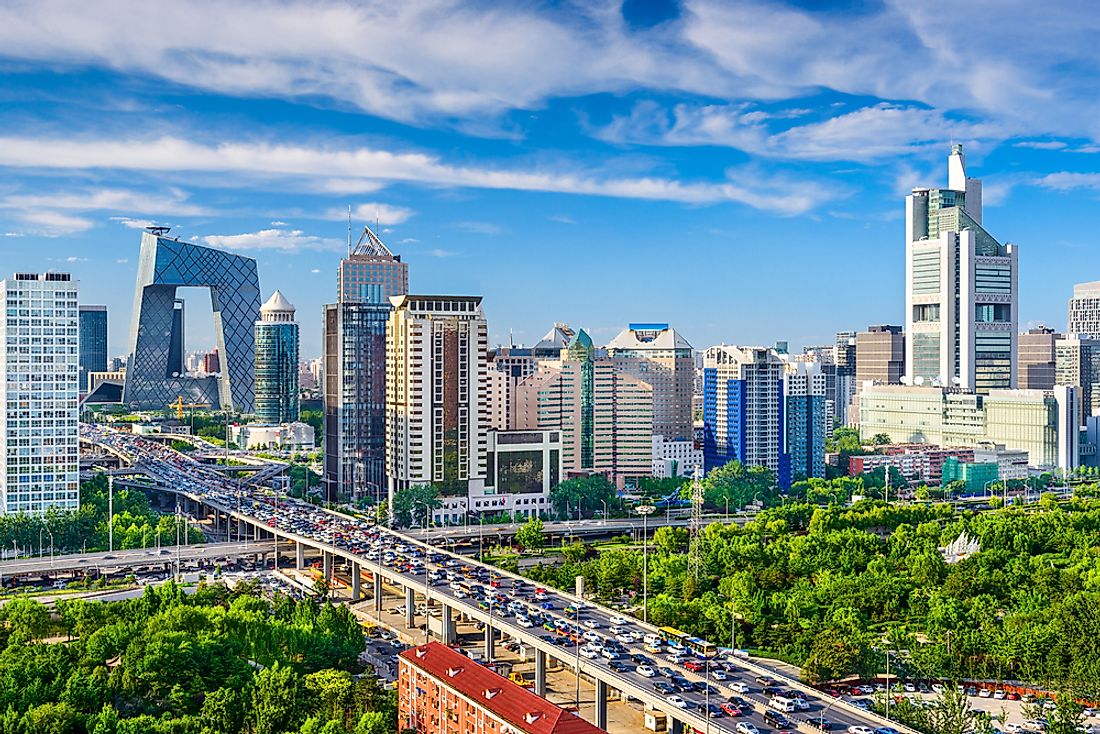 Traffic approaching the Beijing Central Business District. 
