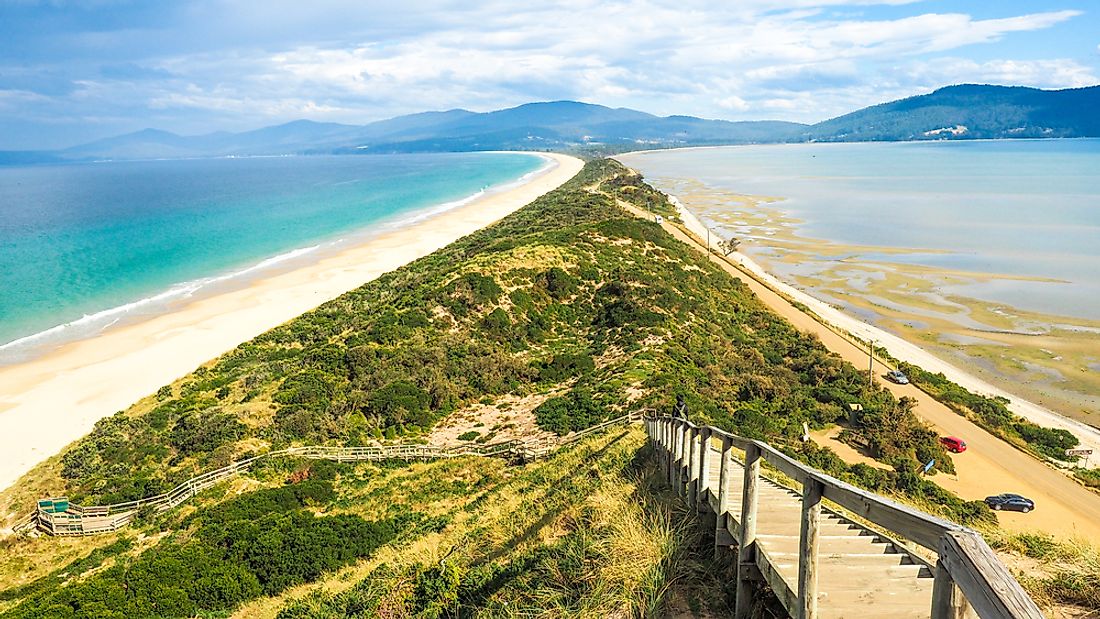 Isthmus connecting North and South Bruny Island in Tasmania.