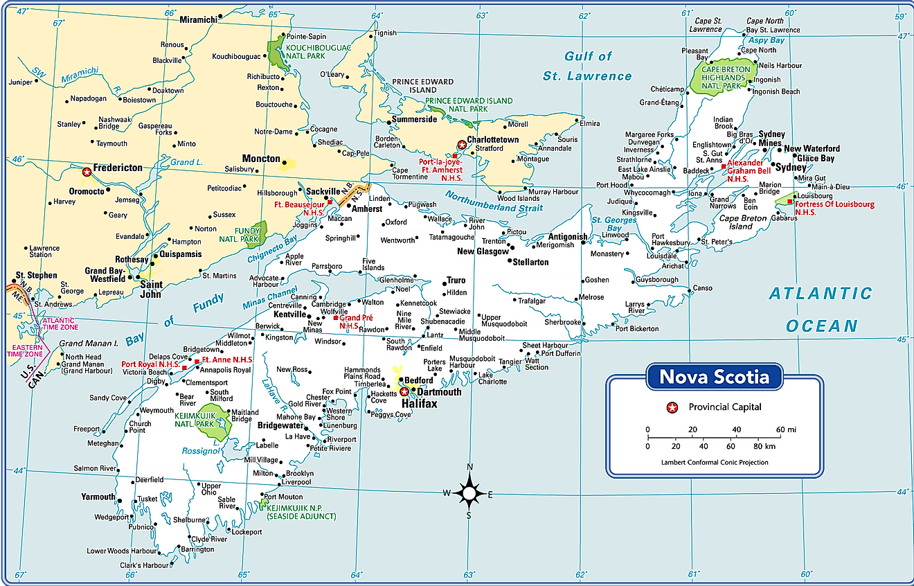 Administrative Map of Nova Scotia showing its municipalities and its capital city - Halifax