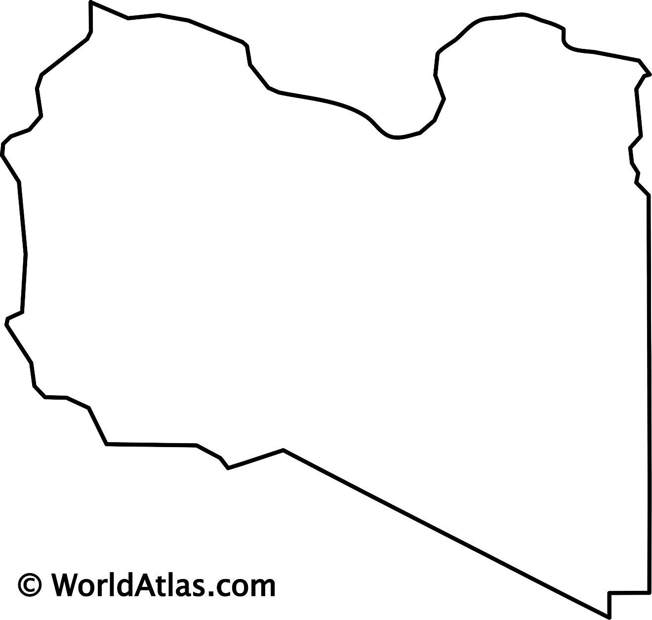 Blank Outline Map of Libya