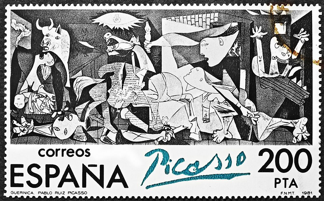 Editorial credit: spatuletail / Shutterstock.com. A Spanish stamp honoring Guernica. 