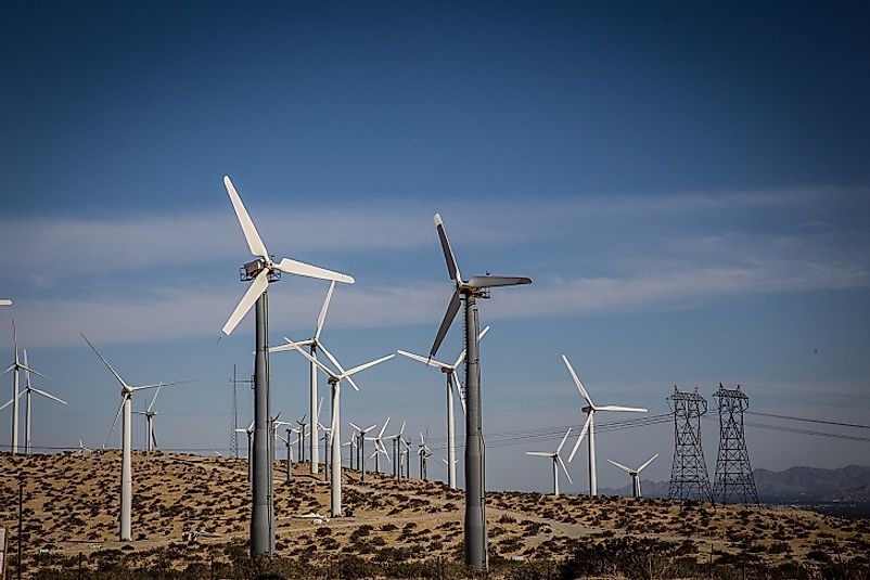 Wind farms make good use of this arid land near Palm Springs, California, United States of America.
