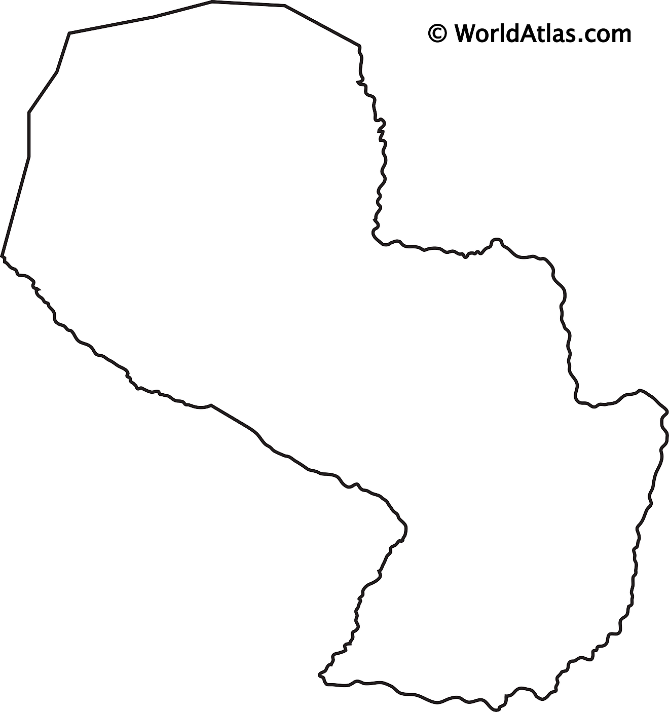 Blank Outline Map of Paraguay