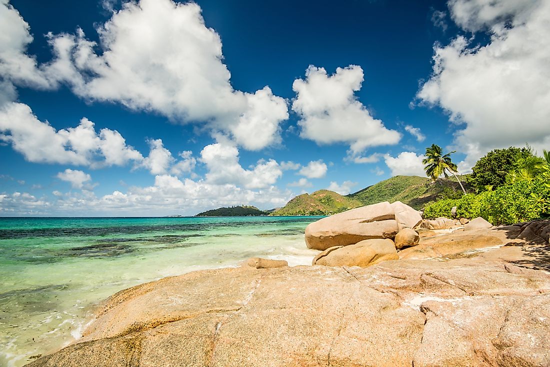 A white sandy beach in Seychelles. 