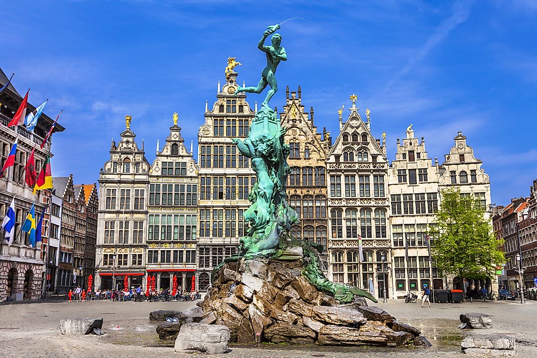 Traditional Flemish architecture is seen in Antwerp, Belgium. 
