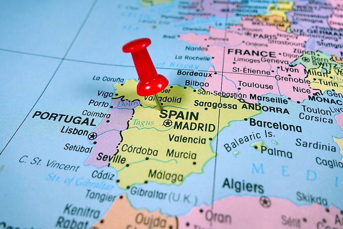 A map situating Spain within Europe. 