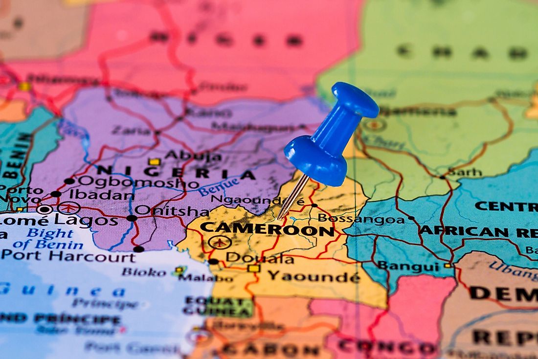A map showing Cameroon's location within Central Africa. 