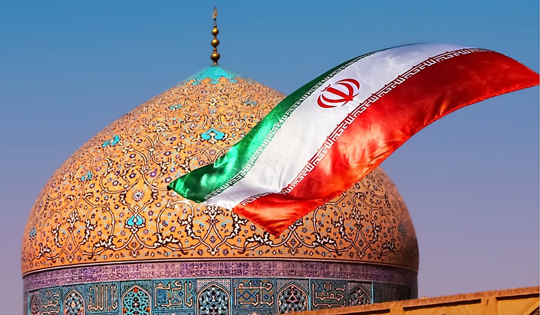 The flag of Iran features the Arabic word "Allah" and Arabic phrase "God is the greatest."