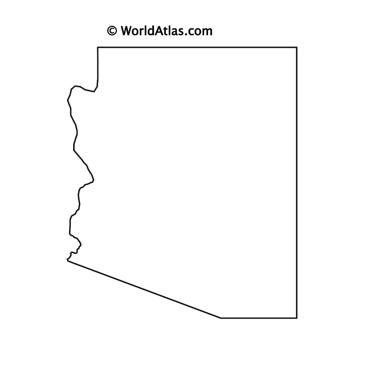 Blank Outline Map of Arizona