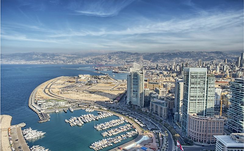 Aerial View of Beirut Lebanon, City of Beirut.